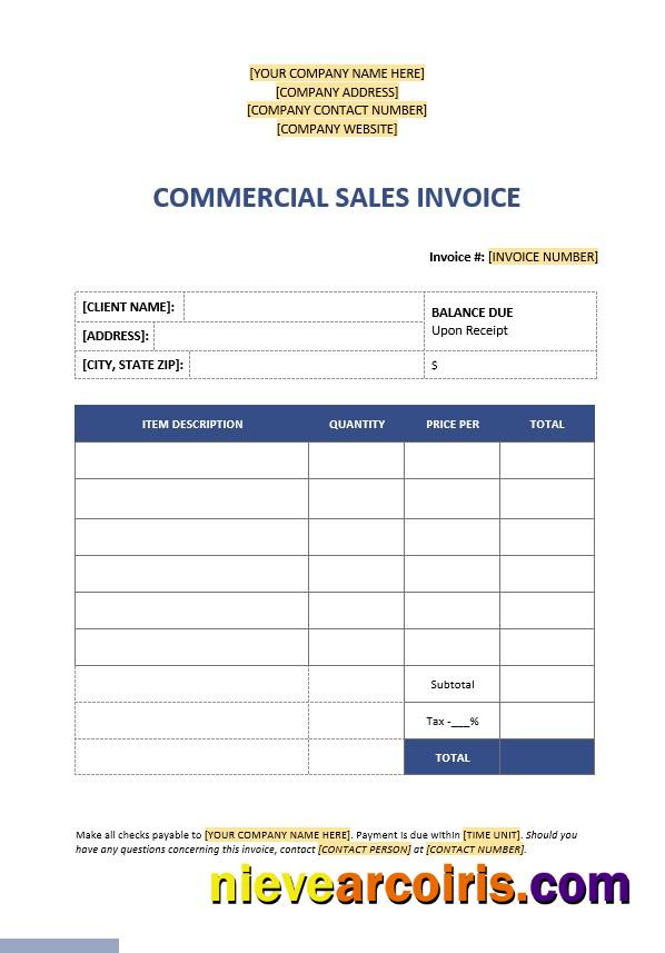 Commercial Sales Invoice